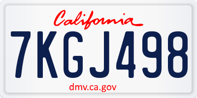 CA license plate 7KGJ498