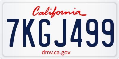 CA license plate 7KGJ499