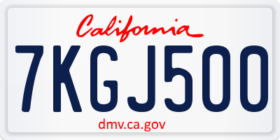 CA license plate 7KGJ500