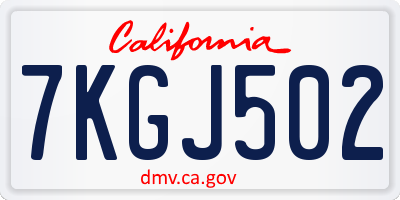 CA license plate 7KGJ502