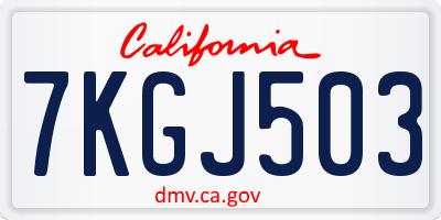 CA license plate 7KGJ503