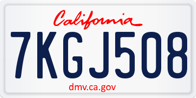 CA license plate 7KGJ508