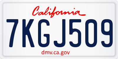 CA license plate 7KGJ509