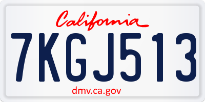 CA license plate 7KGJ513
