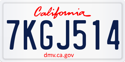 CA license plate 7KGJ514