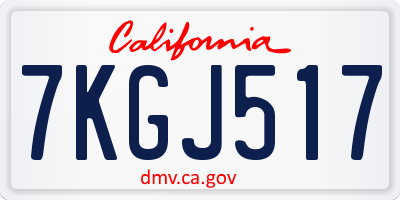 CA license plate 7KGJ517