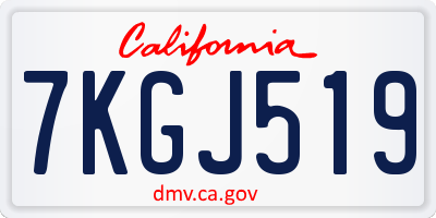 CA license plate 7KGJ519