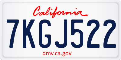 CA license plate 7KGJ522