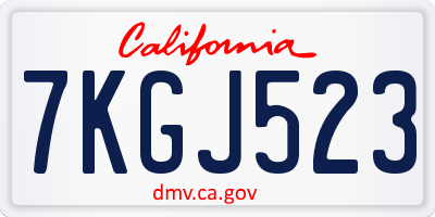 CA license plate 7KGJ523