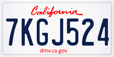 CA license plate 7KGJ524