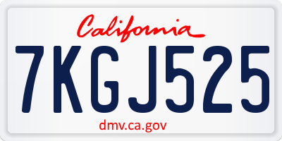 CA license plate 7KGJ525