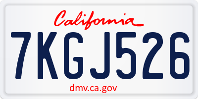 CA license plate 7KGJ526