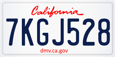 CA license plate 7KGJ528