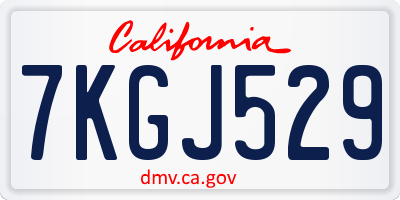 CA license plate 7KGJ529