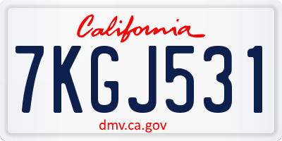 CA license plate 7KGJ531