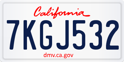 CA license plate 7KGJ532