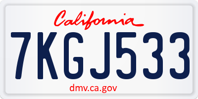 CA license plate 7KGJ533