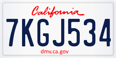 CA license plate 7KGJ534