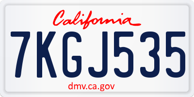 CA license plate 7KGJ535