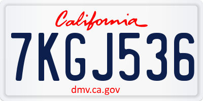 CA license plate 7KGJ536