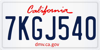 CA license plate 7KGJ540