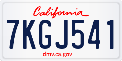 CA license plate 7KGJ541