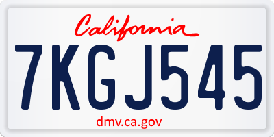 CA license plate 7KGJ545