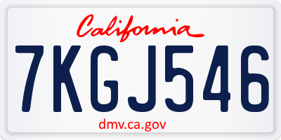 CA license plate 7KGJ546