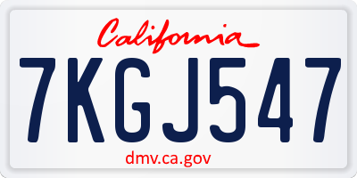 CA license plate 7KGJ547