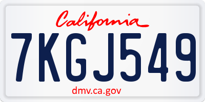 CA license plate 7KGJ549