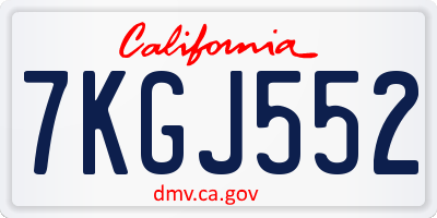 CA license plate 7KGJ552
