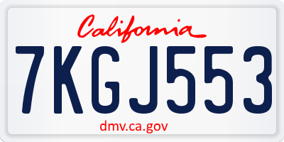 CA license plate 7KGJ553