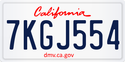 CA license plate 7KGJ554