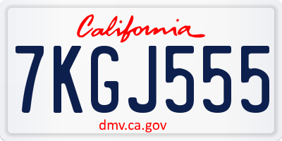 CA license plate 7KGJ555