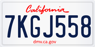 CA license plate 7KGJ558