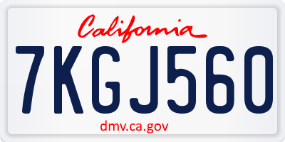 CA license plate 7KGJ560