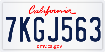 CA license plate 7KGJ563
