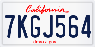 CA license plate 7KGJ564