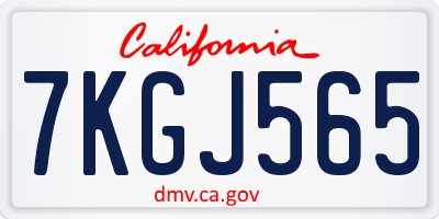 CA license plate 7KGJ565
