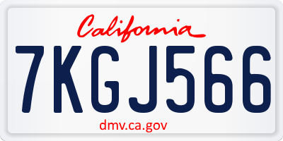 CA license plate 7KGJ566