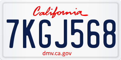 CA license plate 7KGJ568