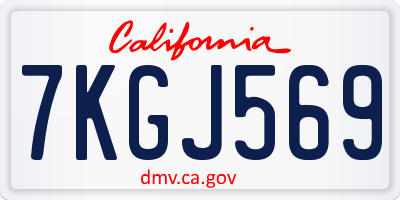 CA license plate 7KGJ569