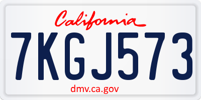 CA license plate 7KGJ573
