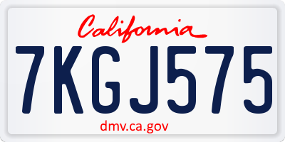 CA license plate 7KGJ575