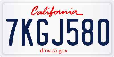 CA license plate 7KGJ580