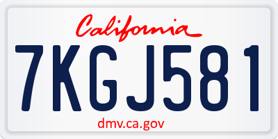 CA license plate 7KGJ581