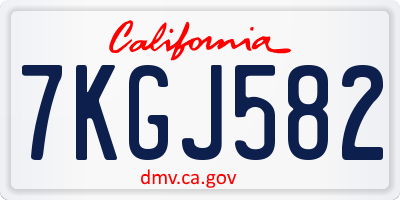 CA license plate 7KGJ582