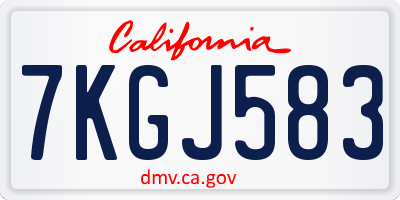 CA license plate 7KGJ583