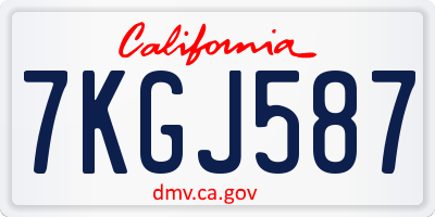 CA license plate 7KGJ587