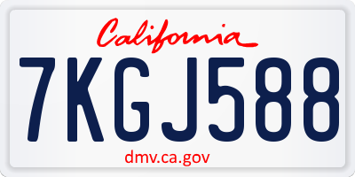 CA license plate 7KGJ588